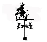 Weathervane with Fox Witch Goat Ornament, Wind Direction Indicator with Outdoor Metal Bracket Weather Vane Wind Vane Measuring Tool