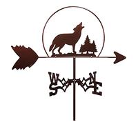 Weathervanes Farm Scene Weather Vane Wind Direction Indicator Weathercock Wind Indicator Stainless Steel Durable Measuring Tools for Yard Outdoor Lawns Decoration (Color : Wolf)