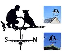 Weathervanes Man Dog Weather Vane Weather Vane Decorative Garden Yard Wind Direction Indicator