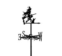 Weathervanes Metal with Witch Ornament, Weather Vane Measuring Tool Direction Indicator for The Garden Fence Shed Outdoor Yard Roof Mount,Bronze,Witch