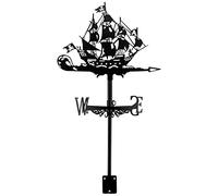 Weathervanes Pirate Ship Weather Vane Ghost Ship Vane Retro Metal Rooftop Direction Indicator Farm Scene Garden Art Decor for Roof Garden Patio Farm Backyard Farmhouse Courtyard