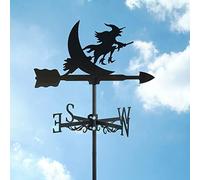 Weathervanes Weather Vane Roof Mount, Flying Fairy Witch Shape Stainless Steel Spray Paint Direction Indicator Outdoor Metal Bracket Weathercock Ornament Decoration,Flying Witch