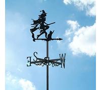 Weathervanes Weather Vane Roof Mount, Flying Fairy Witch Shape Stainless Steel Spray Paint Direction Indicator Outdoor Metal Bracket Weathercock Ornament Decoration,Flying Witch