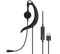 Weatwo Wired USB Earbuds with Boom Mic, Single-Side USB Headphones with Wrap-Around Ear Hooks for PC Mac Laptop Desktop Call Center Gaming Home Office Skype Webinar Remote Work