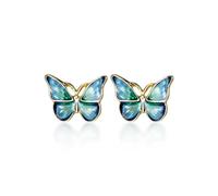 WEAV Blue Enamel Lovely Butterflies Stud Earring For Women 925 Sterling Silver Fashion Insect Ear Studs Fine Jewelry