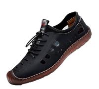 WEAV Men's sandals cow tendon soft sole summer men's casual hole shoes wear-resistant hand-on-line comfortable breathable openwork men's shoes