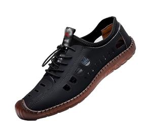 WEAV Men's sandals cow tendon soft sole summer men's casual hole shoes wear-resistant hand-on-line comfortable breathable openwork men's shoes