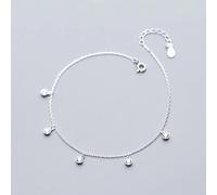 WEAV Simple Essential Bead Link Anklets 925 Sterling Silver Clear Cz Bracelet For Foot Jewelry Silver Female Leg Chain New