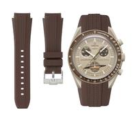 Weave Curved End Rubber Watch Straps for Omega x Swatch MoonSwatch - Curve No Gap Quick-Release Replacement Silicone Bands for Moonwatch Speedmaster for Men & Women - 20mm (Dark Brown, 20mm)