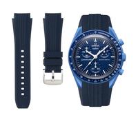 Weave Curved End Rubber Watch Straps for Omega x Swatch MoonSwatch - Curve No Gap Quick-Release Replacement Silicone Bands for Moonwatch Speedmaster for Men & Women - 20mm (Navy, 20mm)