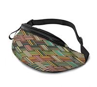 Weave Diagonal Stripes Pattern Casual Waist Bag for Men Woman Vintage Colorful Cross Line Geometric Square Durable Fanny Pack Enjoy Sport Hiking Running Cycling Outdoor