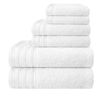 Weave Essentials 6 Pc Windsor Towel Set - 2 Face Towels, 2 Hand Towels & 2 Bath Towels, Premium Quality 100% Cotton Bathroom Towels, Highly Absorbent Soft & Plush Towel Bale Set | White