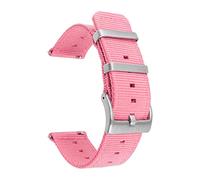 Weave Nylon Strap 18mm - 24mm Stainless Steel Hoop Buckle Watch Band Men Women Quick Release Waterproof Watch Strap, Pink, 20mm