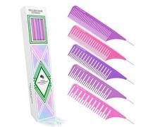 Vellen Hair Tail Comb Set Purple/Rose/Violet 5 x Sizes