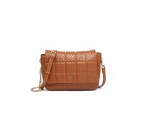 Weaved Pattern Zip Top Closure Flap Cross Body Bag JFY Tan One Size