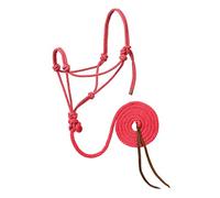 Weaver Leather Diamond Braid Rope Halter and Lead, Bright Pink/Gold/Turquoise, Average Horse