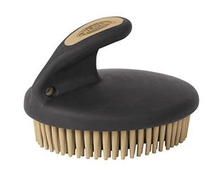 Weaver Leather Livestock Palm-Held Fine Curry with Small Rubber Bristles, Black/Beige