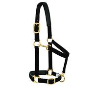Weaver Leather Padded Adjustable Chin and Throat Snap Halter, 1" Large Horse or 2-Year-Old Draft, Solid Black