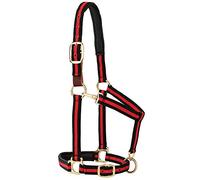 Weaver Leather Padded Breakaway Adjustable Chin and Throat Snap Halter, 1" Average Horse or Yearling Draft, Red Striped