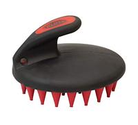 Weaver Leather Palm Held Coarse Curry with Large Rubber Bristles, Red/Black