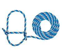 Weaver Livestock Braided Poly Rope Cattle Halter, Adjustable Cow Calf Halter, Livestock Handling Equipment for Showing, Dark Blue/Hurricane Blue/Gray