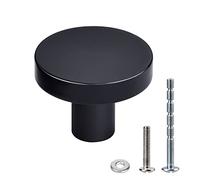 WEAVERBIRD 10 Pack Drawer Knobs Black Knob Handles Black Cupboard Door Knobs Aluminum Alloy Single Hole Cupboard Knob with Screws Round Drawer Pulls Matte Black Door Knob