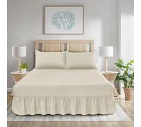 WEAVERS: 3 Pcs Luxurious Plain Frilled Valance Deep Fitted Sheet, Includes Pillowcase Pair. (Size Single Colour Mocha)