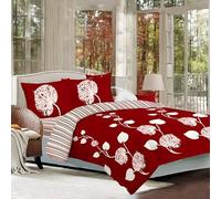 WEAVERS: 4 PCS Luxury Bed Linen Collection - Easy-Care Fabric, and Premium Designs. Bedding set includes a Duvet Cover, Pillowcases and a Fitted Sheet. (Design - LiS Red Size - Double)