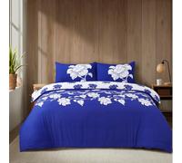 WEAVERS: 4 Piece Luxury Soft Microfiber Bedding Set With Duvet Cover Fitted Sheet And Pillowcases - Modern, Comfortable & Easy Care. (Size King - Design Richmond Navy)