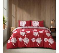 WEAVERS: 4 Piece Luxury Soft Microfiber Bedding Set With Duvet Cover Fitted Sheet And Pillowcases - Modern, Comfortable & Easy Care. (Size Single - Design Loveinsleep Red)