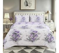 WEAVERS: 4 Piece Luxury Soft Microfiber Bedding Set With Duvet Cover Fitted Sheet And Pillowcases - Modern, Comfortable & Easy Care. (Size Double - Design Purple Dream)