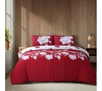 WEAVERS: 4 Piece Luxury Soft Microfiber Bedding Set With Duvet Cover Fitted Sheet And Pillowcases - Modern, Comfortable & Easy Care. (Size King - Design Richmond Red)