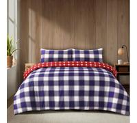 WEAVERS: 4 Piece Luxury Soft Microfiber Bedding Set With Duvet Cover Fitted Sheet And Pillowcases - Modern, Comfortable & Easy Care. (Size Double - Design Knightbridg Red)