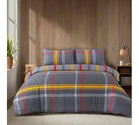 WEAVERS: 4 Piece Luxury Soft Microfiber Bedding Set With Duvet Cover Fitted Sheet And Pillowcases - Modern, Comfortable & Easy Care. (Size King - Design Hampton)