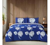 WEAVERS: 4 Piece Luxury Soft Microfiber Bedding Set With Duvet Cover Fitted Sheet And Pillowcases - Modern, Comfortable & Easy Care. (Size Double - Design Loveinsleep Navy)