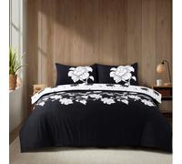 WEAVERS: 4 Piece Luxury Soft Microfiber Bedding Set With Duvet Cover Fitted Sheet And Pillowcases - Modern, Comfortable & Easy Care. (Size King - Design Richmond Black)