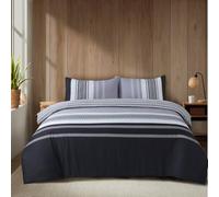 WEAVERS: 4 Piece Luxury Soft Microfiber Bedding Set With Duvet Cover Fitted Sheet And Pillowcases - Modern, Comfortable & Easy Care. (Size Double - Design Gr rey)