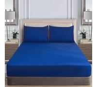 WEAVERS: Extra Deep Fitted Sheet - Super Soft Luxurious Microfiber, 40cm Deep Pockets, Elasticized design that ensures a snug fit. (Colour Royal Blue Size King)