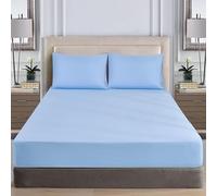 WEAVERS: Extra Deep Fitted Sheet - Super Soft Luxurious Microfiber, 40cm Deep Pockets, Elasticized design that ensures a snug fit. (Colour Sky Blue Size Super King)