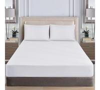 WEAVERS: Extra Deep Fitted Sheet - Super Soft Luxurious Microfiber, 40cm Deep Pockets, Elasticized design that ensures a snug fit. (Colour White Size King)