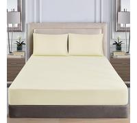 WEAVERS: Extra Deep Fitted Sheet - Super Soft Luxurious Microfiber, 40cm Deep Pockets, Elasticized design that ensures a snug fit. (Colour Cream Size Double)