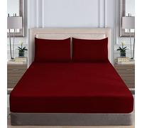 WEAVERS: Extra Deep Fitted Sheet - Super Soft Luxurious Microfiber, 40cm Deep Pockets, Elasticized design that ensures a snug fit. (Colour Deep Red Size King)