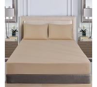 WEAVERS: Extra Deep Fitted Sheet - Super Soft Luxurious Microfiber, 40cm Deep Pockets, Elasticized design that ensures a snug fit. (Colour Mocha Size Double)