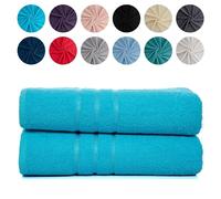 WEAVERS: Pack of 2 Luxurious Cotton Bath Sheet Towel Set - Generously Sized at 75 x 140 cm. (Color - Aqua)