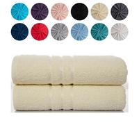 WEAVERS: Pack of 2 Luxurious Cotton Bath Sheet Towel Set - Generously Sized at 75 x 140 cm. (Color - Cream)