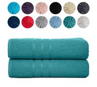 WEAVERS: Pack of 2 Luxurious Cotton Bath Sheet Towel Set - Generously Sized at 75 x 140 cm. (Color - Teal)