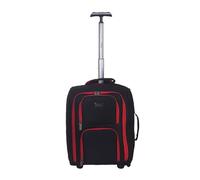 WEAVERS: Under Seat Suitable for Ryan Air and Easy Jet. Carry On Cabin Bag with Wheels Flight Approved Hand Luggage. Lightweight 1.4 kg. 45cm x 35cm x 20cm. 35L Capacity. (Colour - Black-Red)