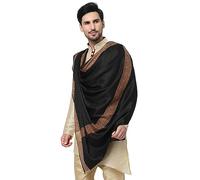 Weavers Villa Lohi Men's Beige Woven Wool Shawl [50" x 100"], Black, L