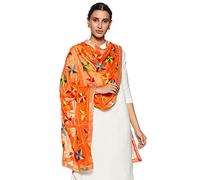 Weavers Villa Women's Indian Handicraft Ethnic Dupatta Phulkari Embroided Dupatta Chunni/Stole/Scarf, Orange, Large