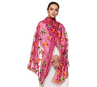 Weavers Villa Women's Indian Handicraft Ethnic Dupatta Phulkari Embroided Dupatta Chunni/Stole/Scarf, Pink, Large